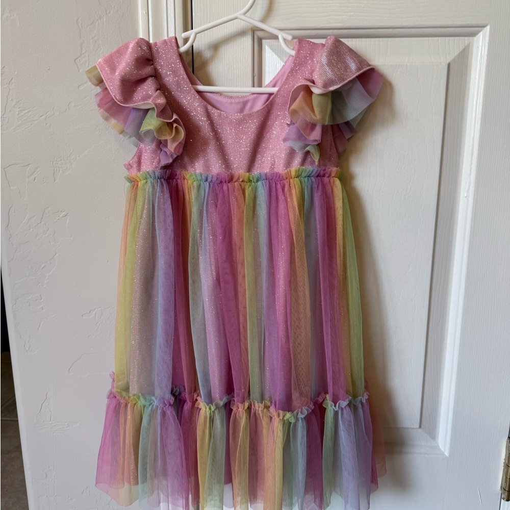 American Girl Pink Rainbow Tulle Dress